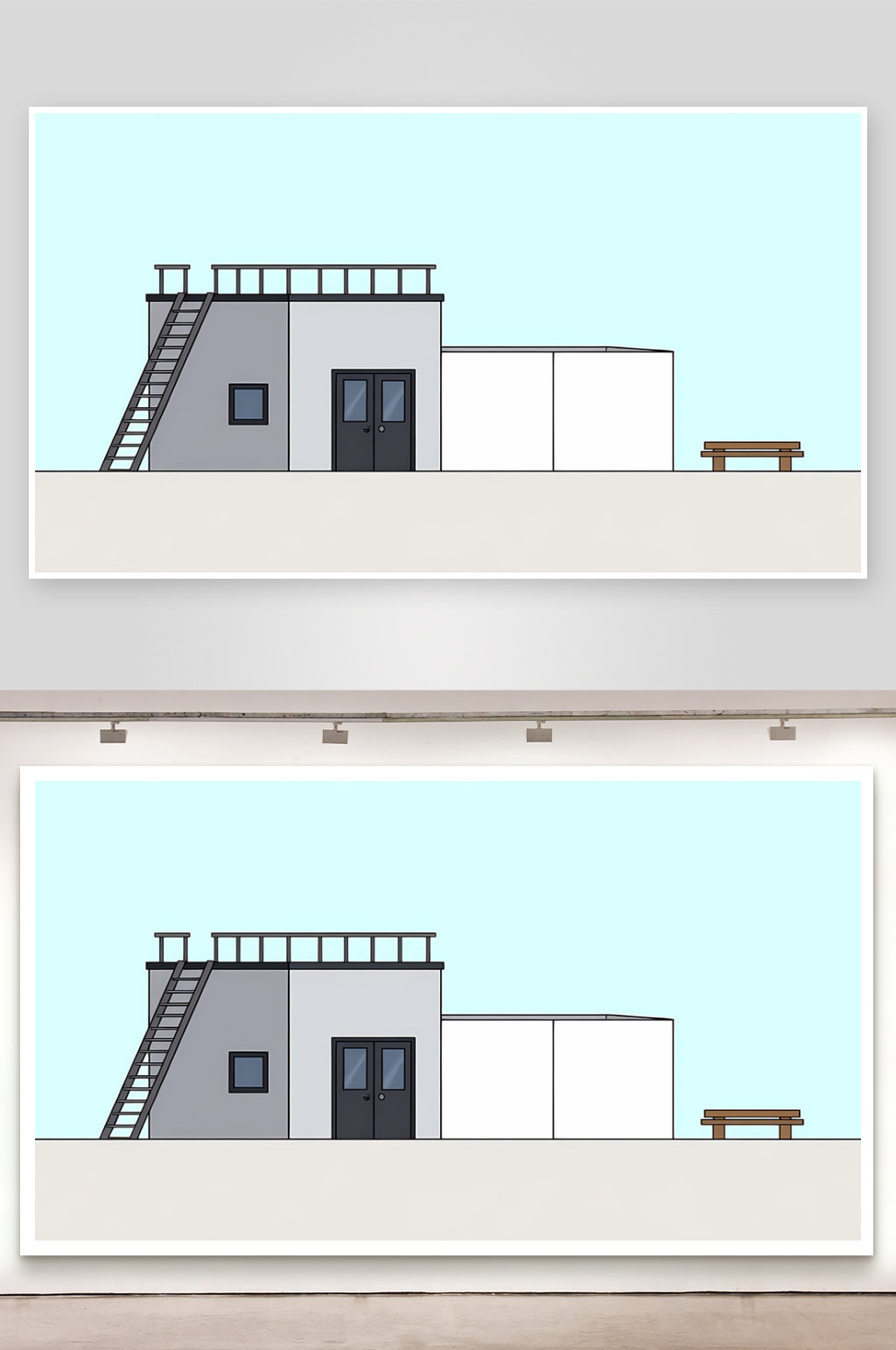 简笔画场景管理学校顶楼素材