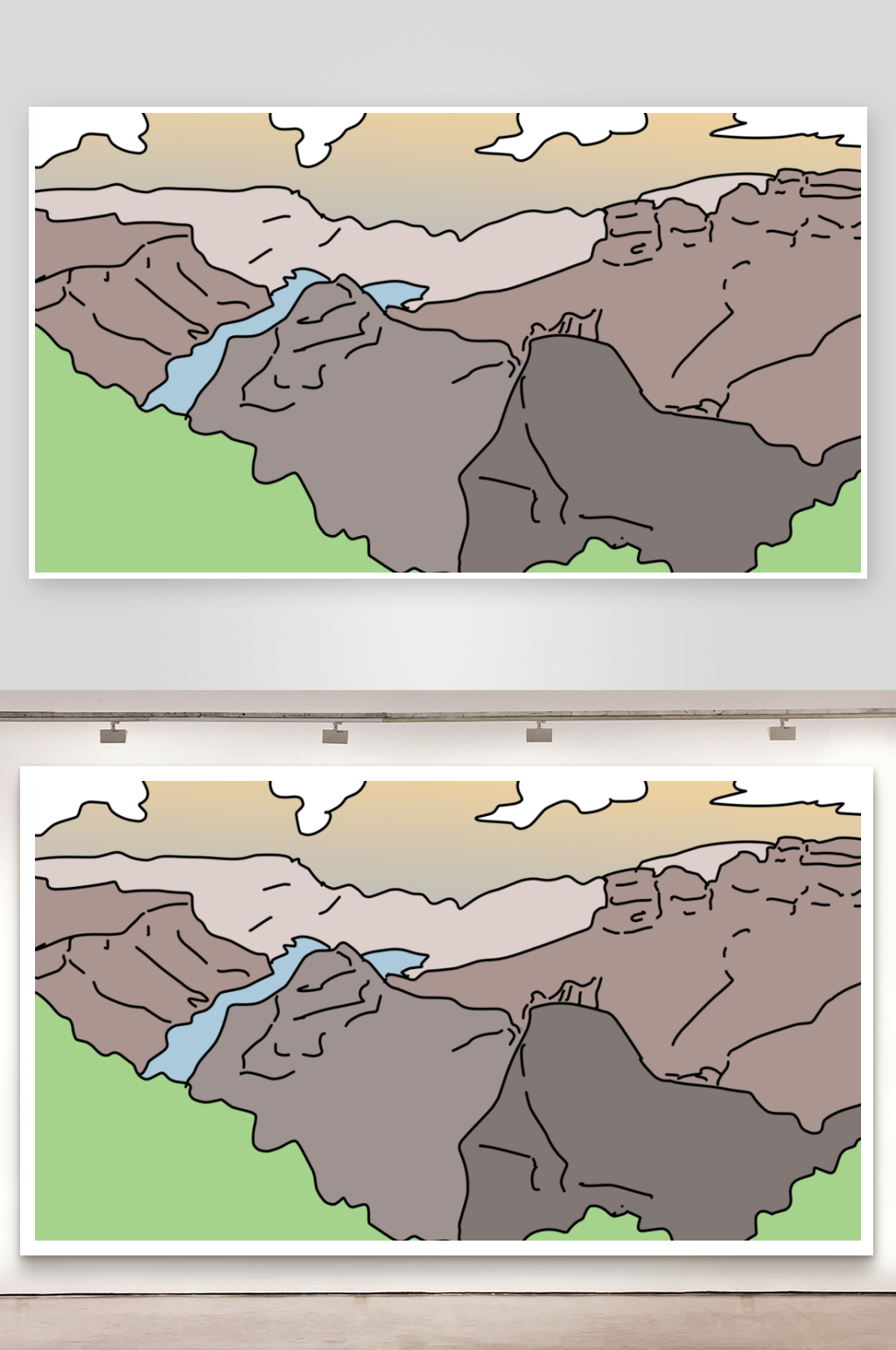 简笔画场景合集峡谷素材