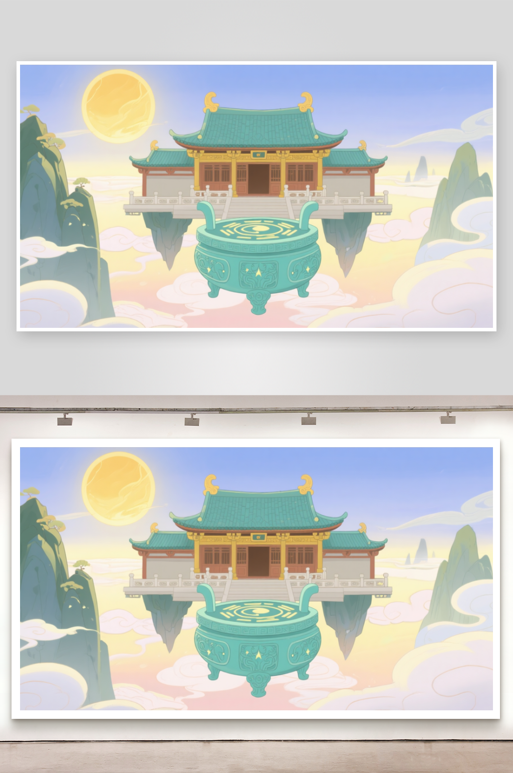简笔画场景宗门炼丹殿外素材