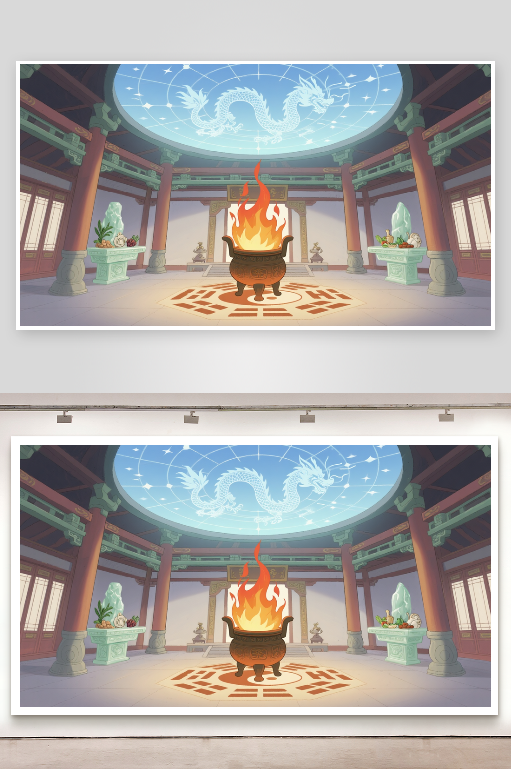 简笔画场景宗门炼丹殿内素材