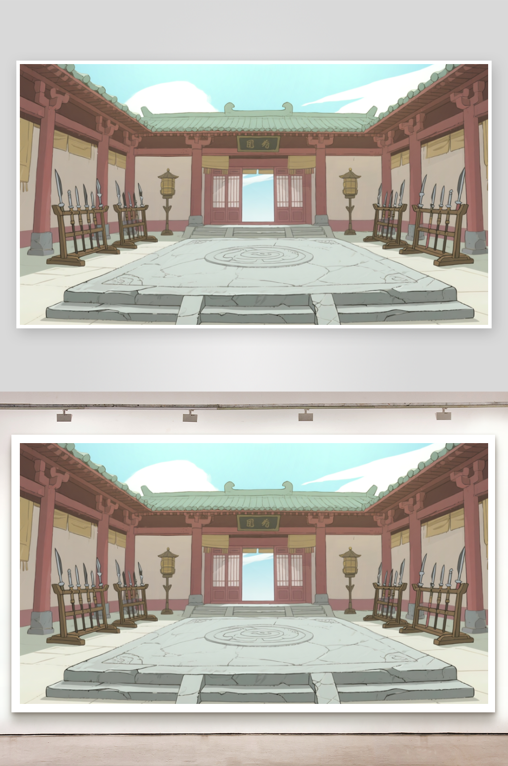 简笔画场景宗门小比武台素材