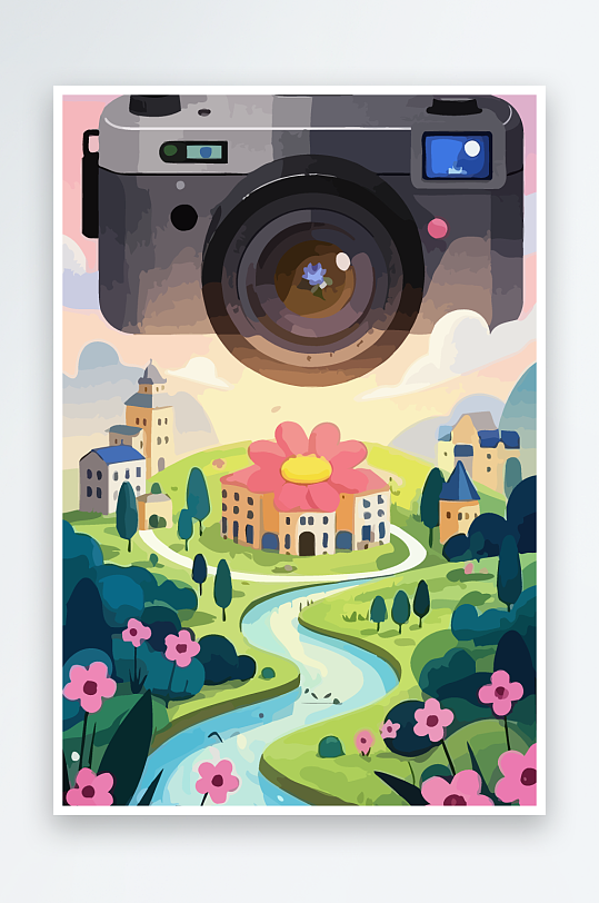 相机图标矢量插画图形元素-众图网