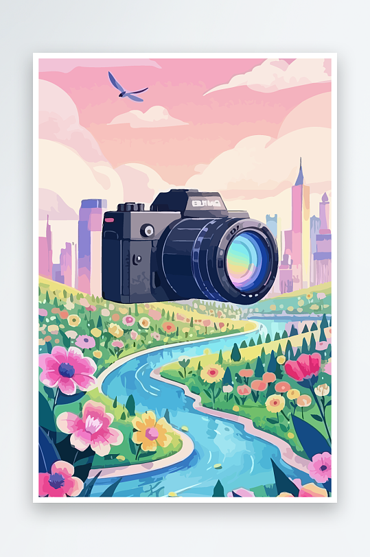 相机矢量插画图形元素-众图网