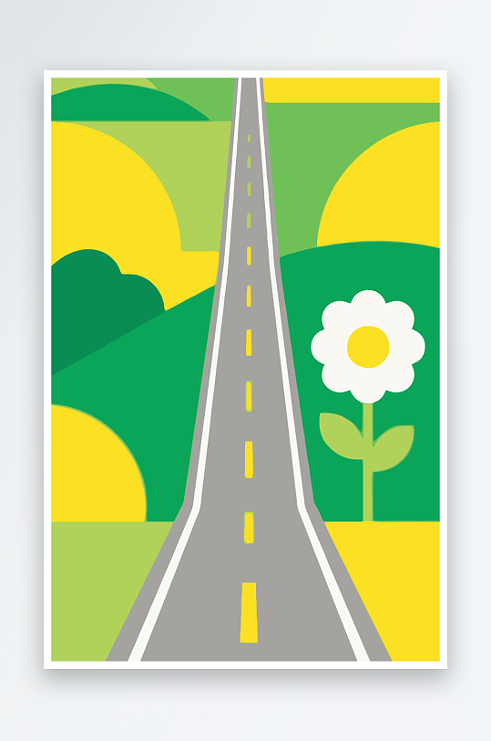 公路花图标矢量插画图形元素-众图网