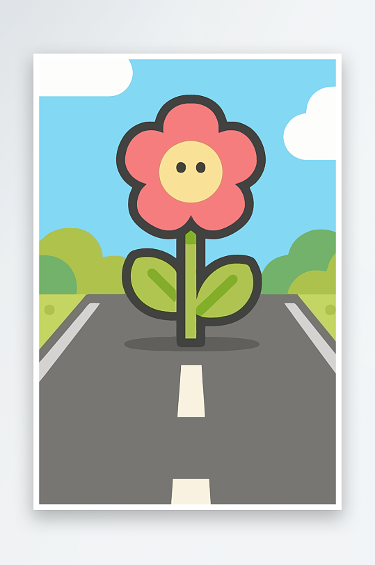 公路花图标矢量插画图形元素-众图网
