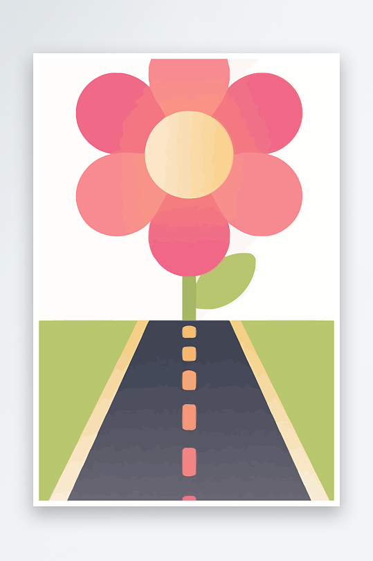 公路花图标矢量插画图形元素-众图网