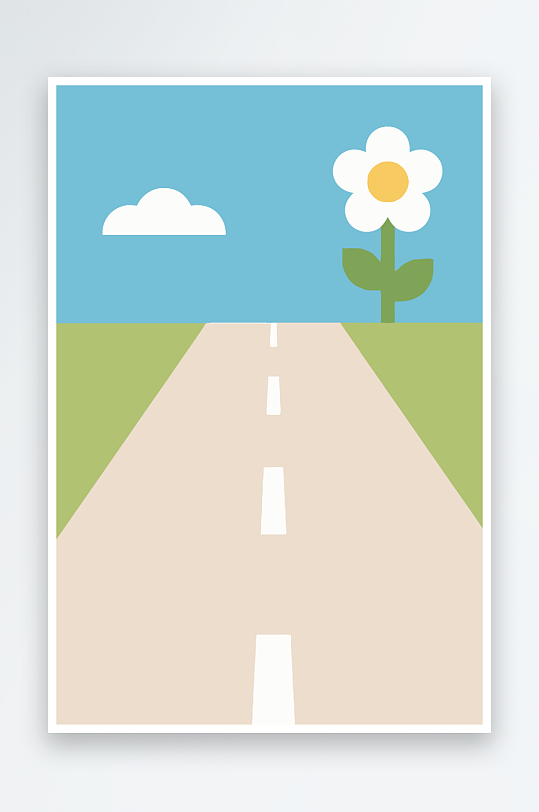 公路花图标矢量插画图形元素-众图网