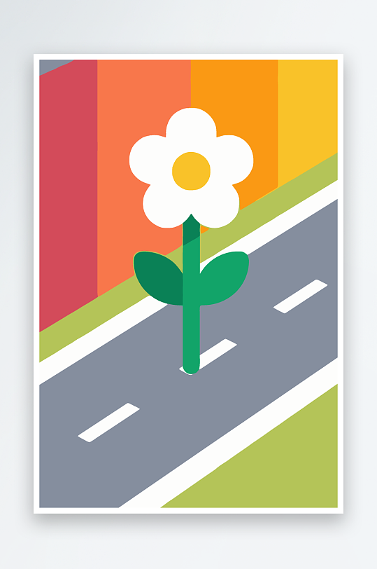 公路花矢量插画图形元素-众图网