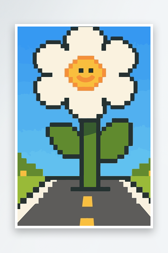 公路花矢量插画图形元素-众图网