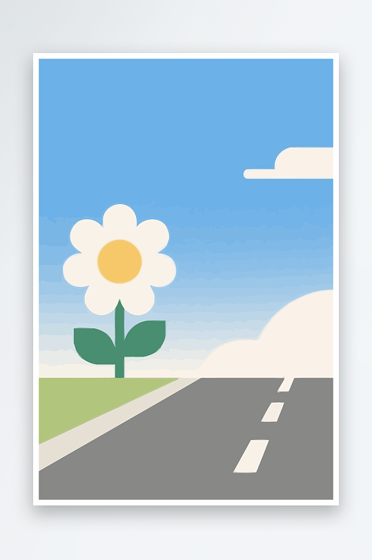公路花矢量插画图形元素-众图网
