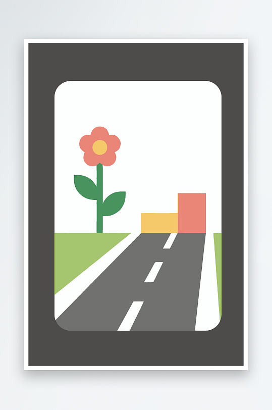 公路花矢量插画图形元素-众图网