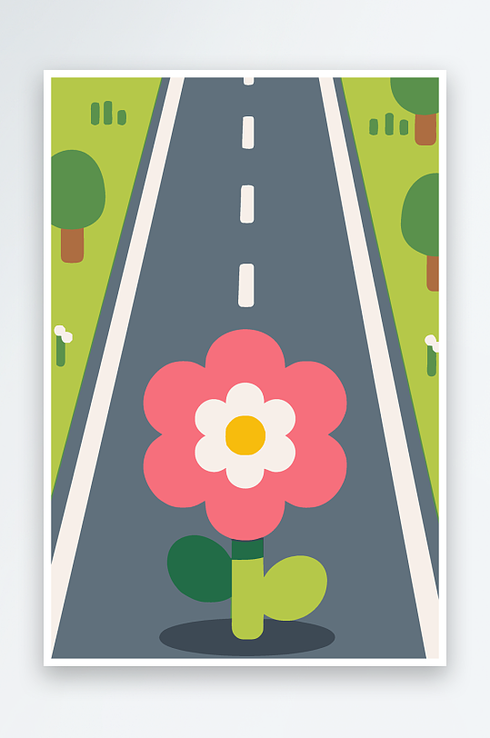 公路花矢量插画图形元素-众图网