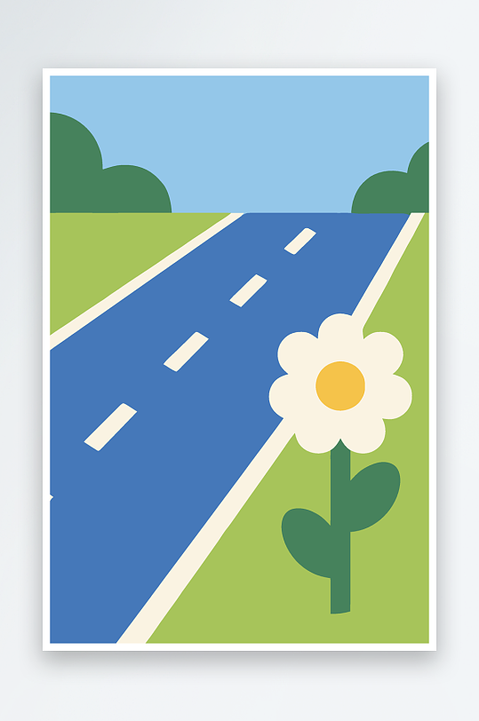 公路花矢量插画图形元素-众图网