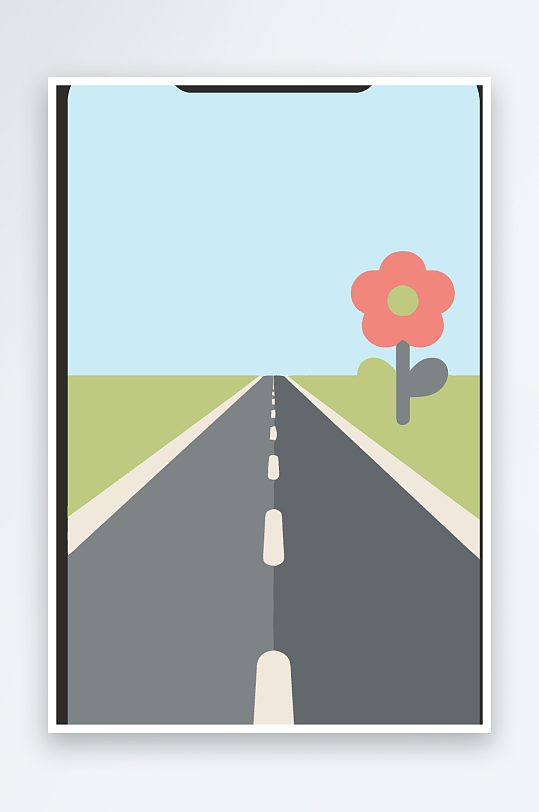 公路花矢量插画图形元素-众图网