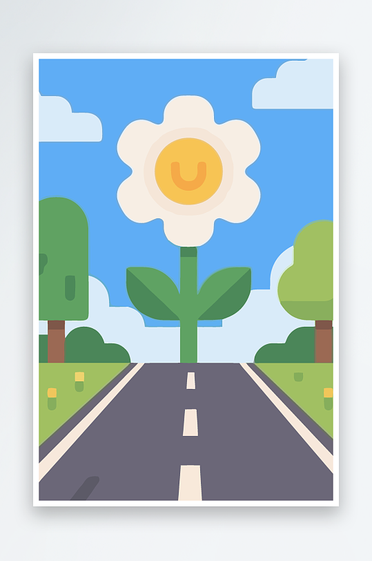 公路花矢量插画图形元素-众图网