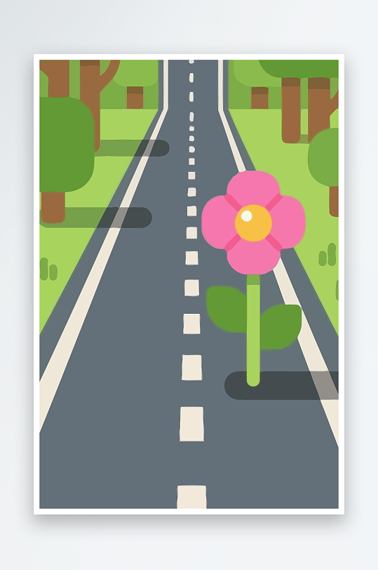 公路花矢量插画图形元素-众图网