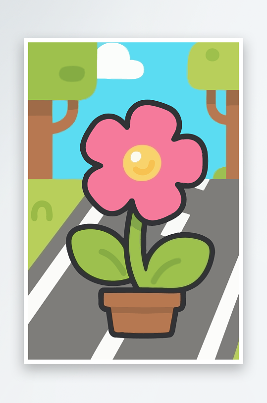 公路花矢量插画图形元素-众图网