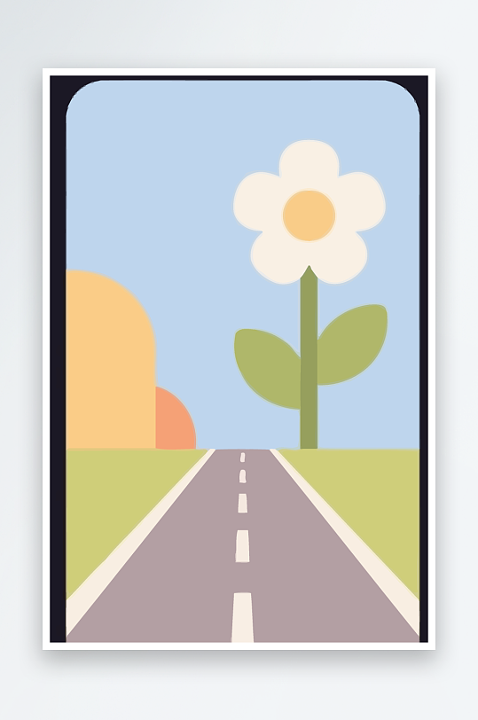公路花图标矢量插画图形元素-众图网