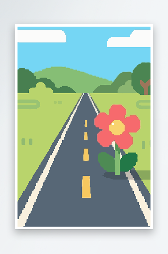 公路花图标矢量插画图形元素-众图网