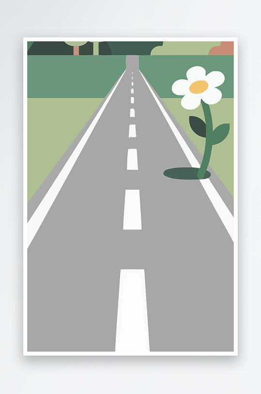 公路花图标矢量插画图形元素-众图网