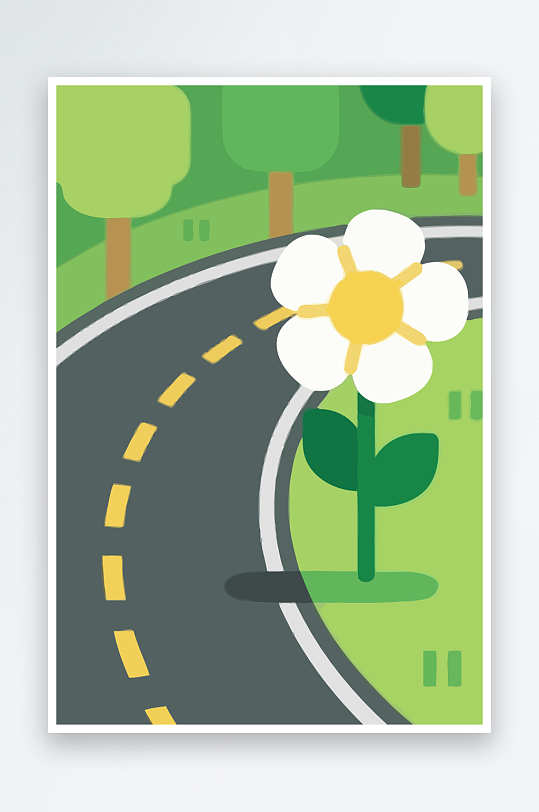 公路花图标矢量插画图形元素-众图网