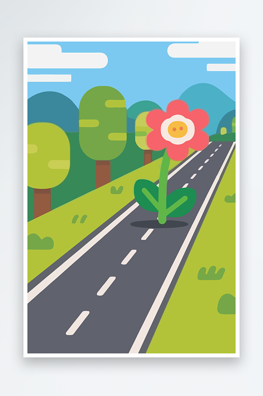 公路花图标矢量插画图形元素-众图网