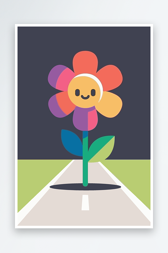 公路花图标矢量插画图形元素-众图网