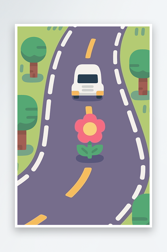 公路花图标矢量插画图形元素-众图网
