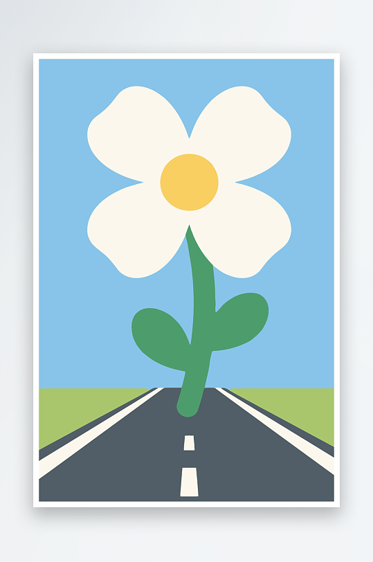 公路花图标矢量插画图形元素-众图网