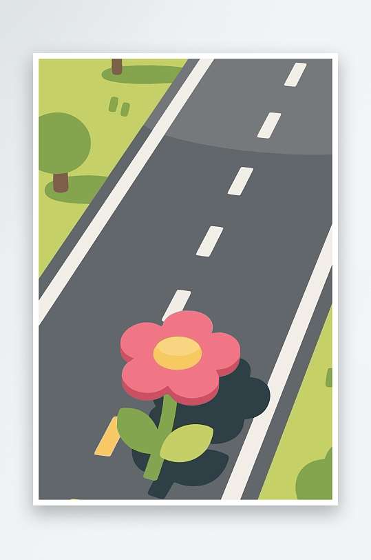 公路花矢量插画图形元素-众图网