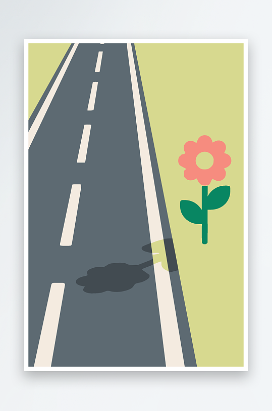 公路花矢量插画图形元素-众图网