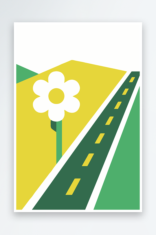 公路花矢量插画图形元素-众图网