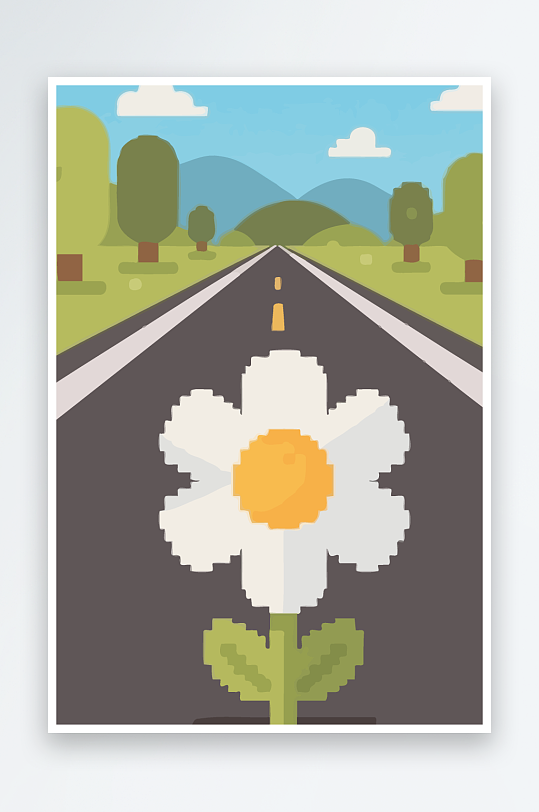 公路花矢量插画图形元素-众图网