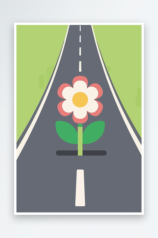 公路花矢量插画图形元素-众图网
