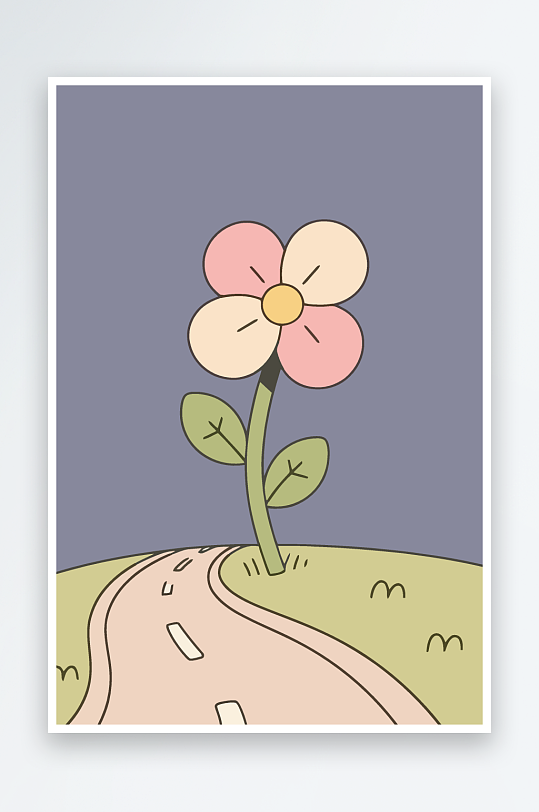 公路花矢量插画图形元素-众图网