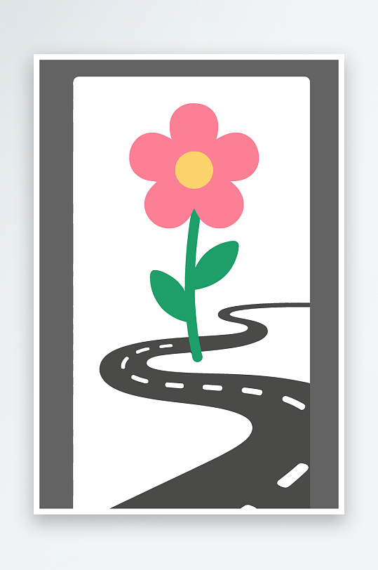 公路花矢量插画图形元素-众图网