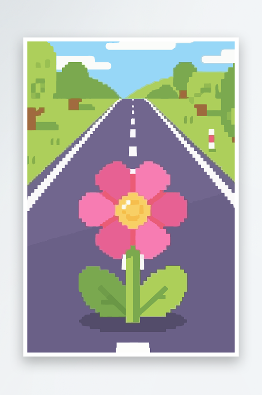 公路花矢量插画图形元素-众图网