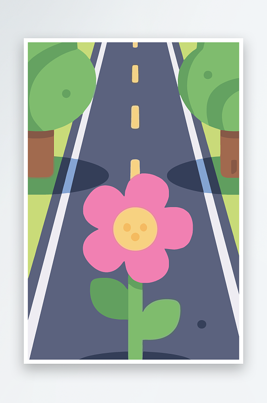 公路花矢量插画图形元素-众图网