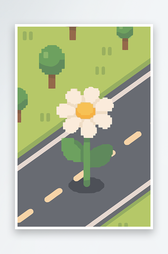 公路花图标矢量插画图形元素-众图网