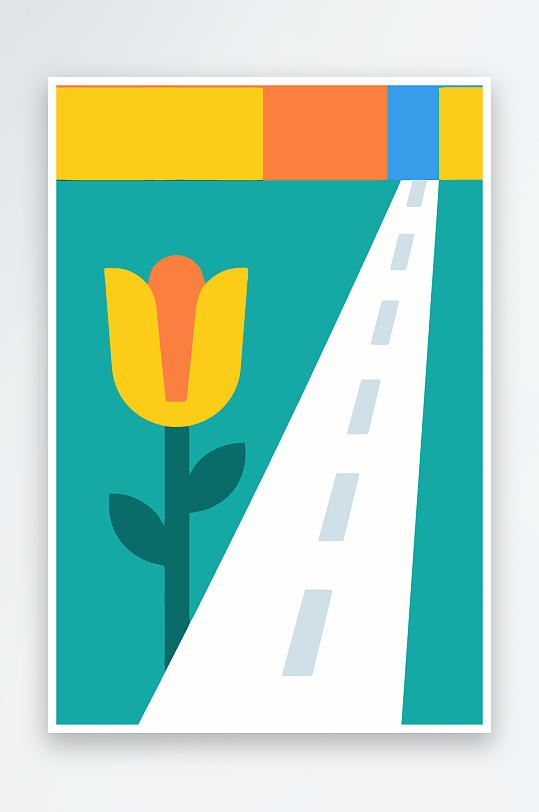 公路花图标矢量插画图形元素-众图网