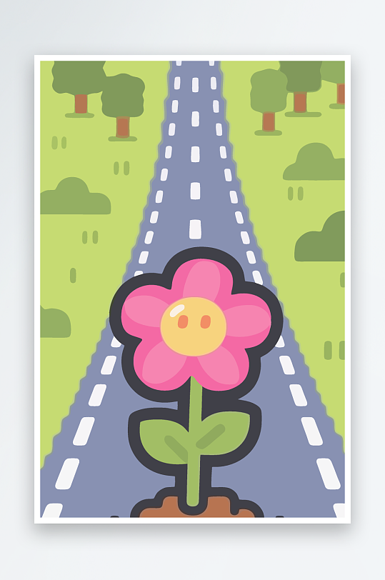 公路花图标矢量插画图形元素-众图网