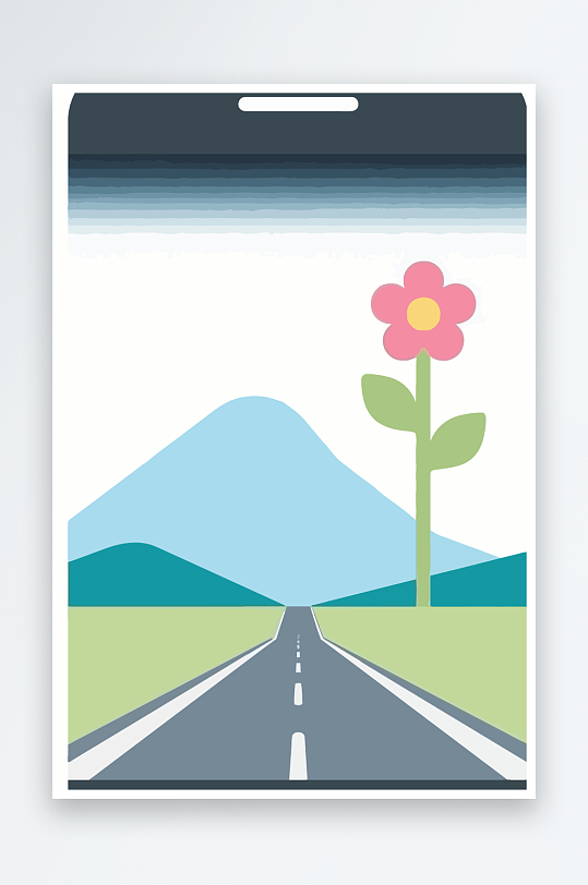 公路花图标矢量插画图形元素-众图网