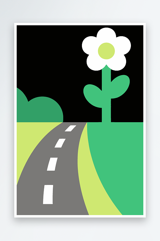 公路花图标矢量插画图形元素-众图网