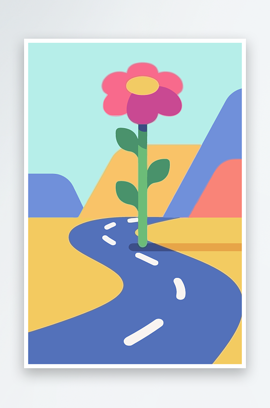 公路花图标矢量插画图形元素-众图网