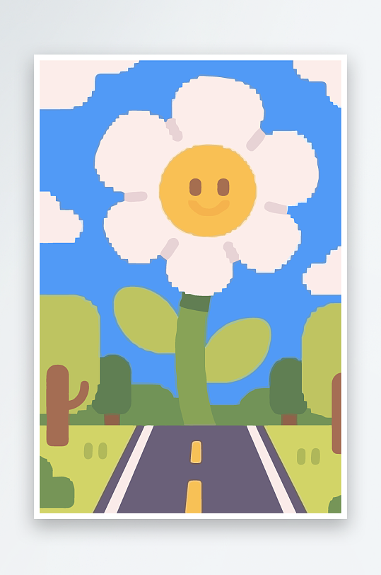 公路花图标矢量插画图形元素-众图网