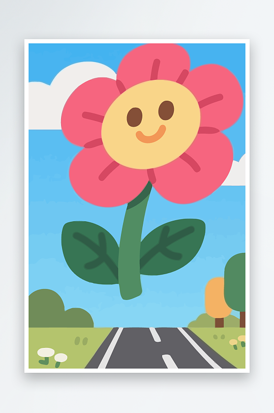 公路花图标矢量插画图形元素-众图网