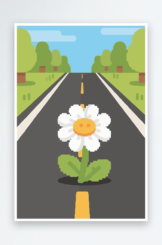 公路花图标矢量插画图形元素-众图网