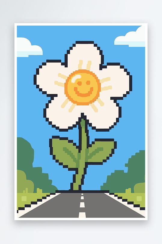 公路花图标矢量插画图形元素-众图网