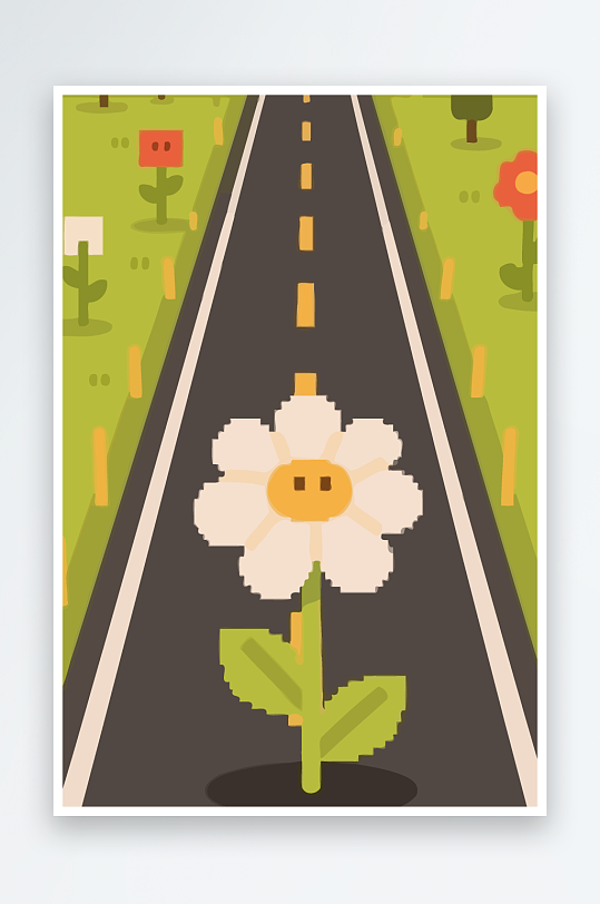 公路花矢量插画图形元素-众图网