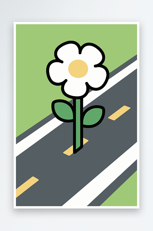 公路花矢量插画图形元素-众图网
